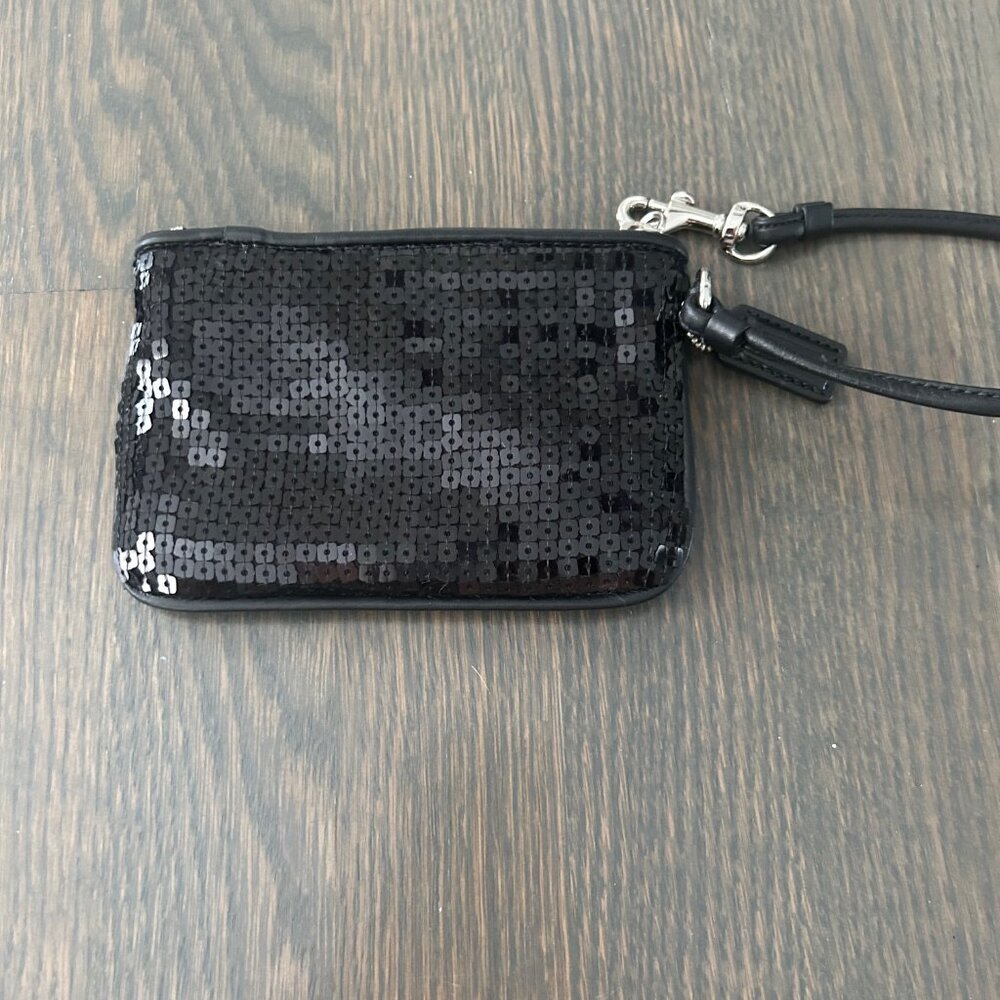 Coach Special Occasion Sequined Wristlet Black & Silver - Picture 2 of 3